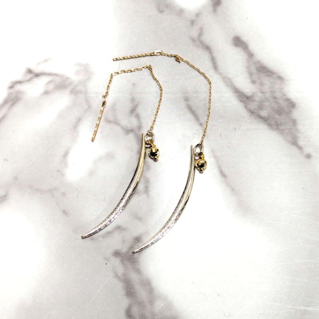 アガット　agete　シルバー　K10　金　コンビ　チェーン　ピアス