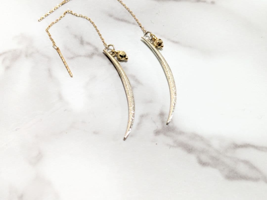 アガット　agete　シルバー　K10　金　コンビ　チェーン　ピアス