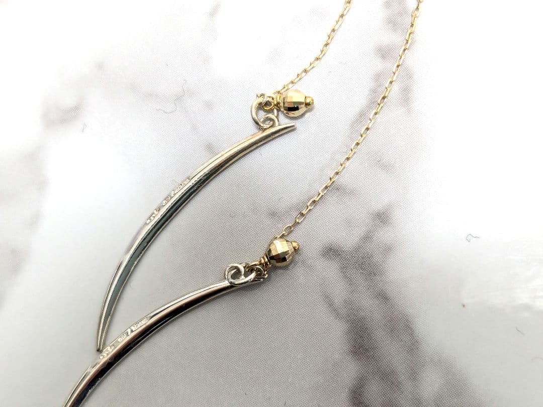 アガット　agete　シルバー　K10　金　コンビ　チェーン　ピアス