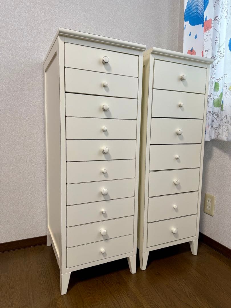 【ふとぶん】ホワイト チェスト 浅型 写真左