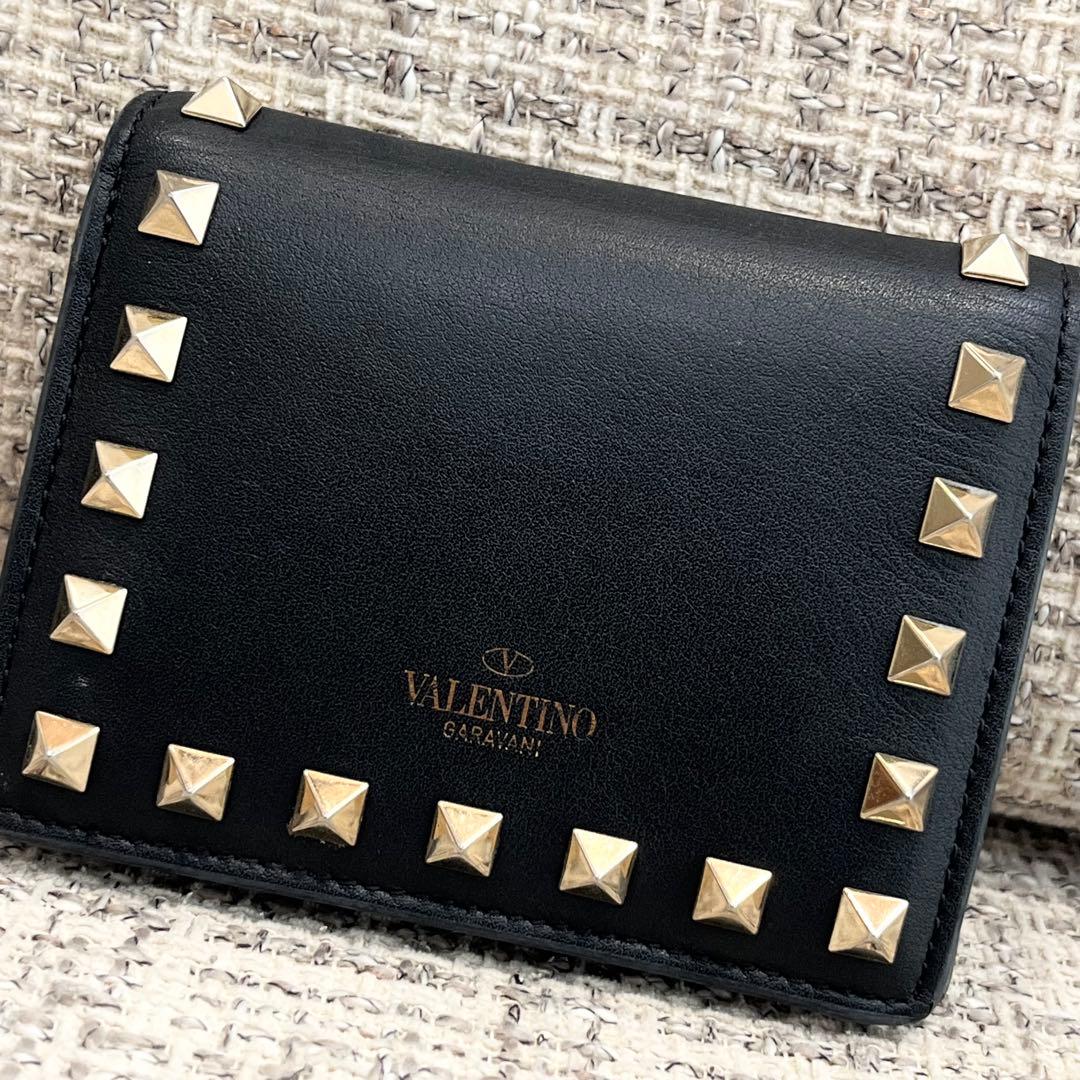 VALENTINO GARAVANI 二つ折り財布 黒 レザー