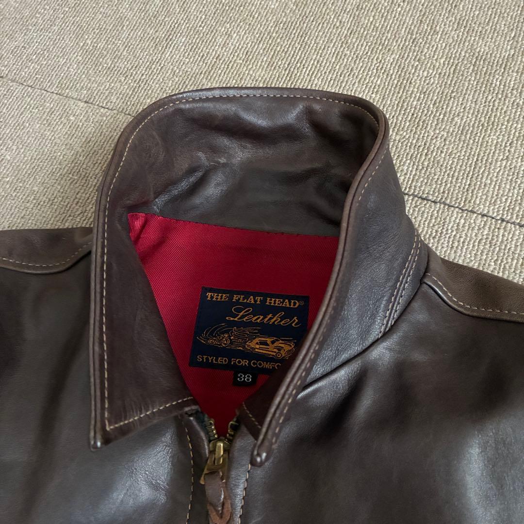 最終価格 フラットヘッド ホースハイド シングルジャケット 茶 38 レザー