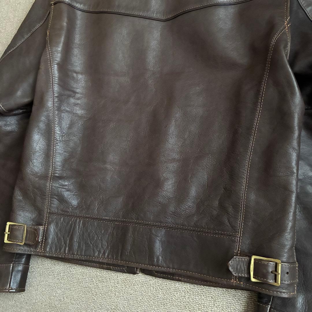 最終価格 フラットヘッド ホースハイド シングルジャケット 茶 38 レザー