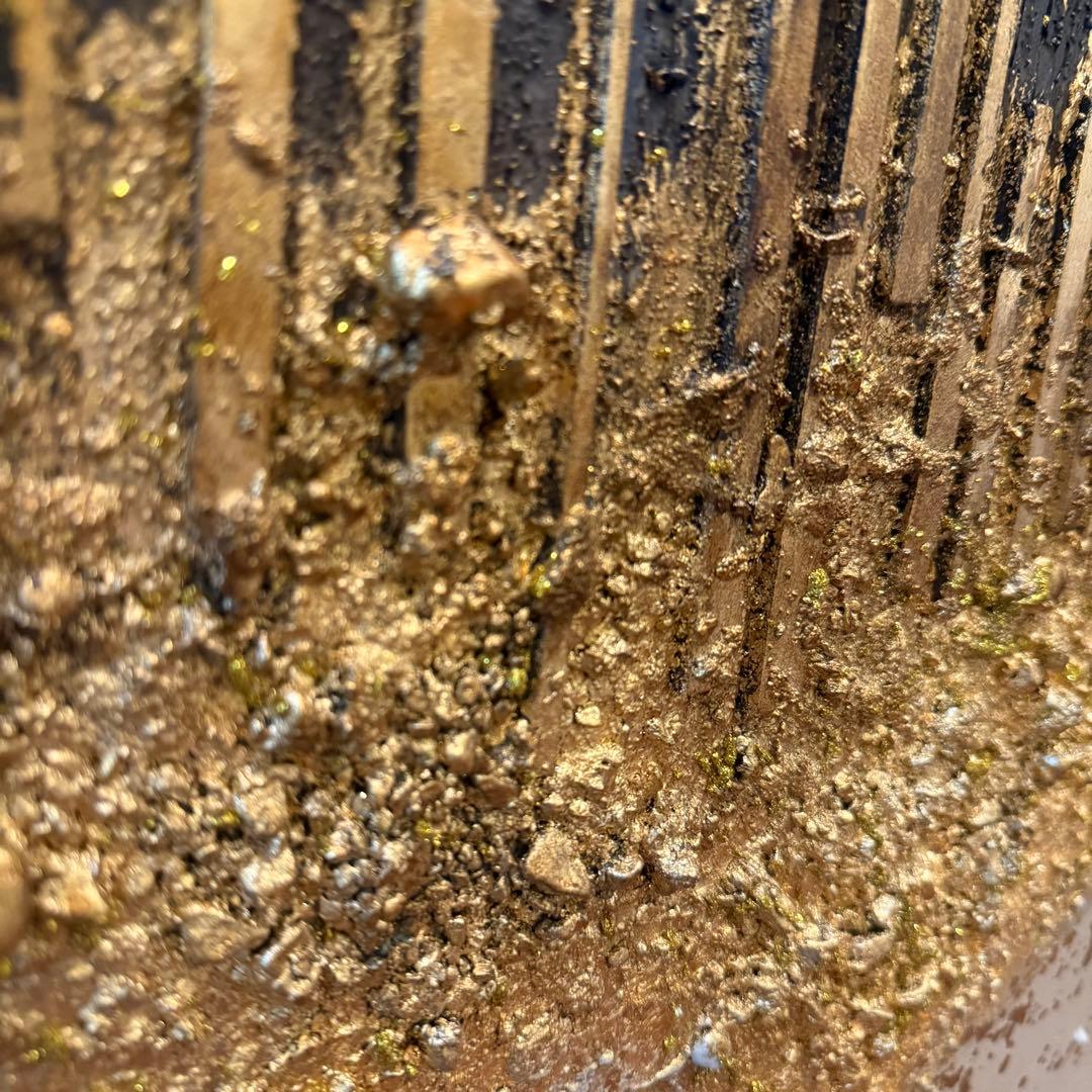【高級感】現代アート 大型　パネル 金箔 立体テクスチャ モダン　インテリア