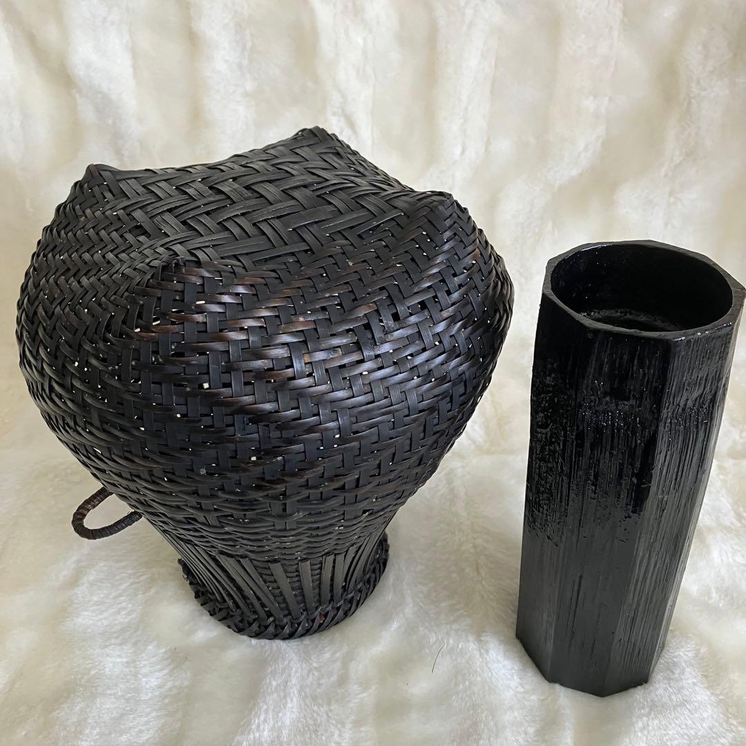 茶道具 名工 島村白峰斎造 桂籠 花籠 共箱