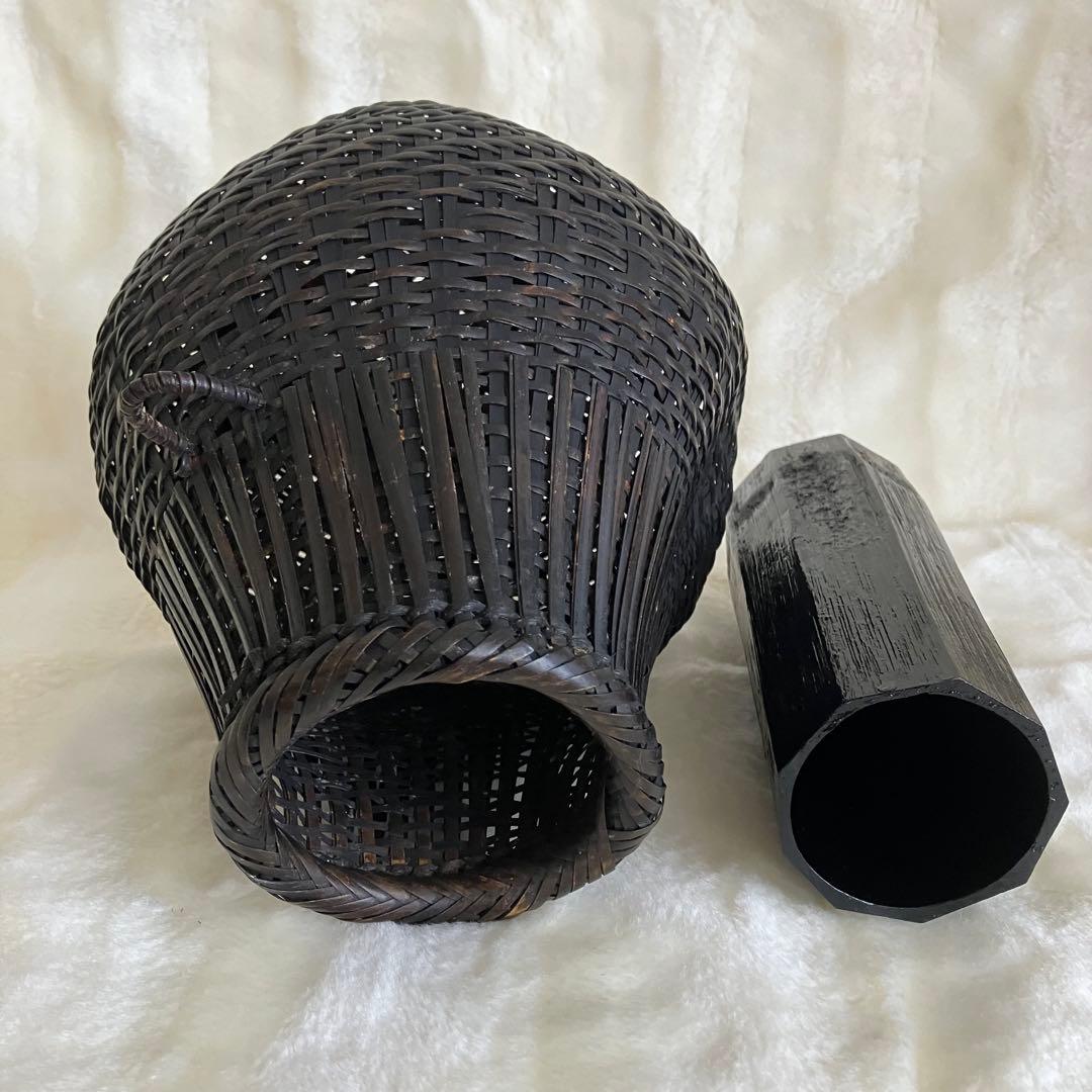 茶道具 名工 島村白峰斎造 桂籠 花籠 共箱