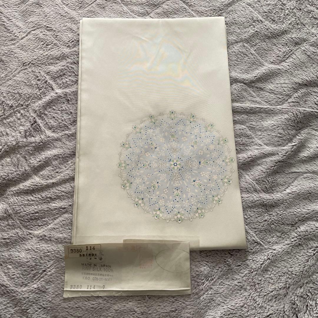 名古屋帯開き仕立て　正絹伊と幸薄パールグレー色