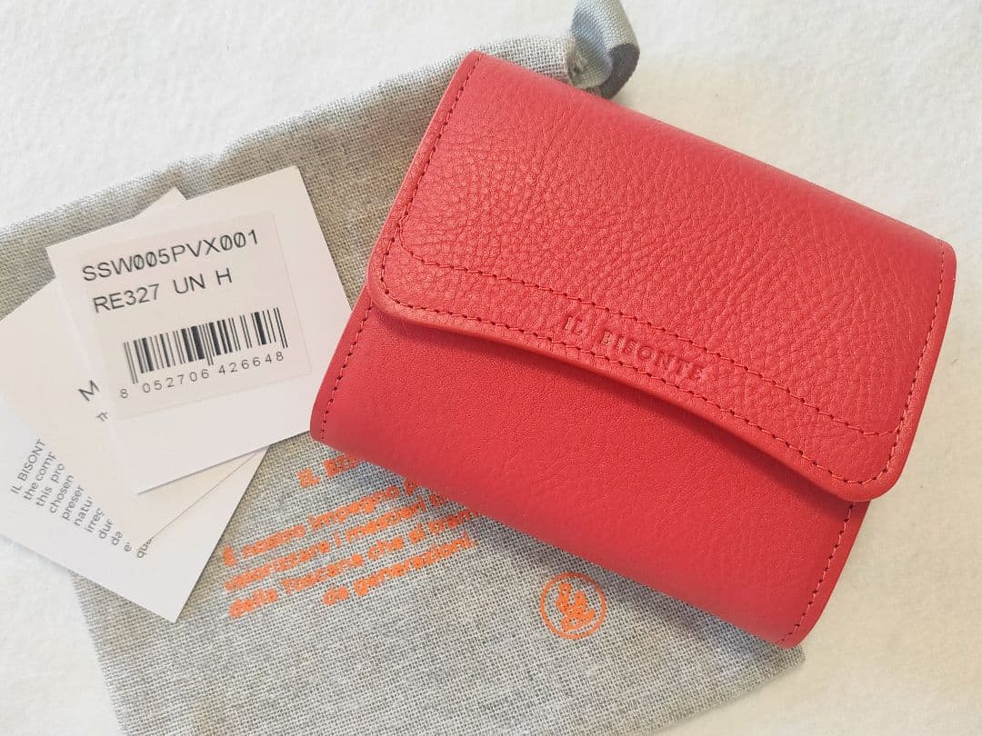 maya.【新品】 イルビゾンテ 二つ折り財布 コンパクト トマトレッド