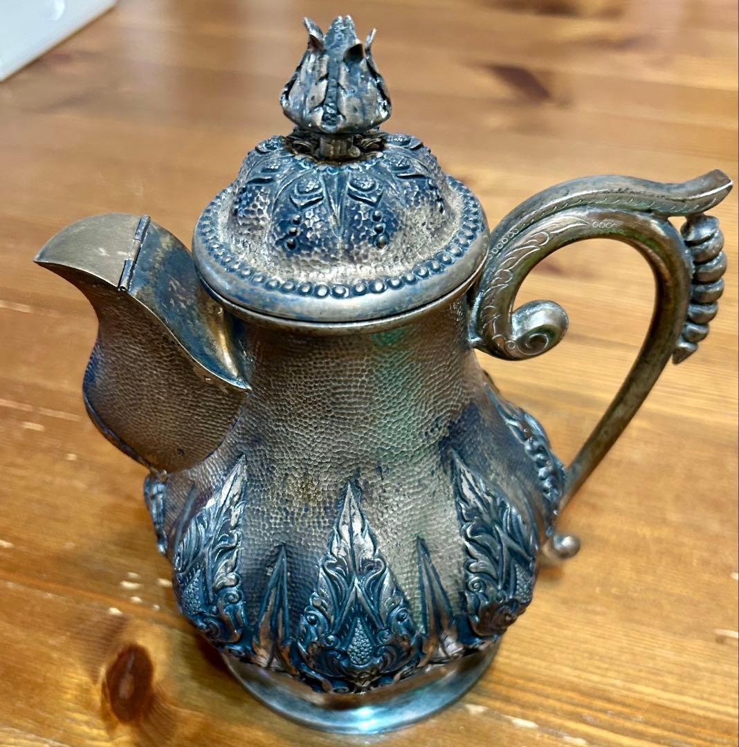 TOP刻印 純銀製ポット型容器（830 Silver）アンティーク工芸品