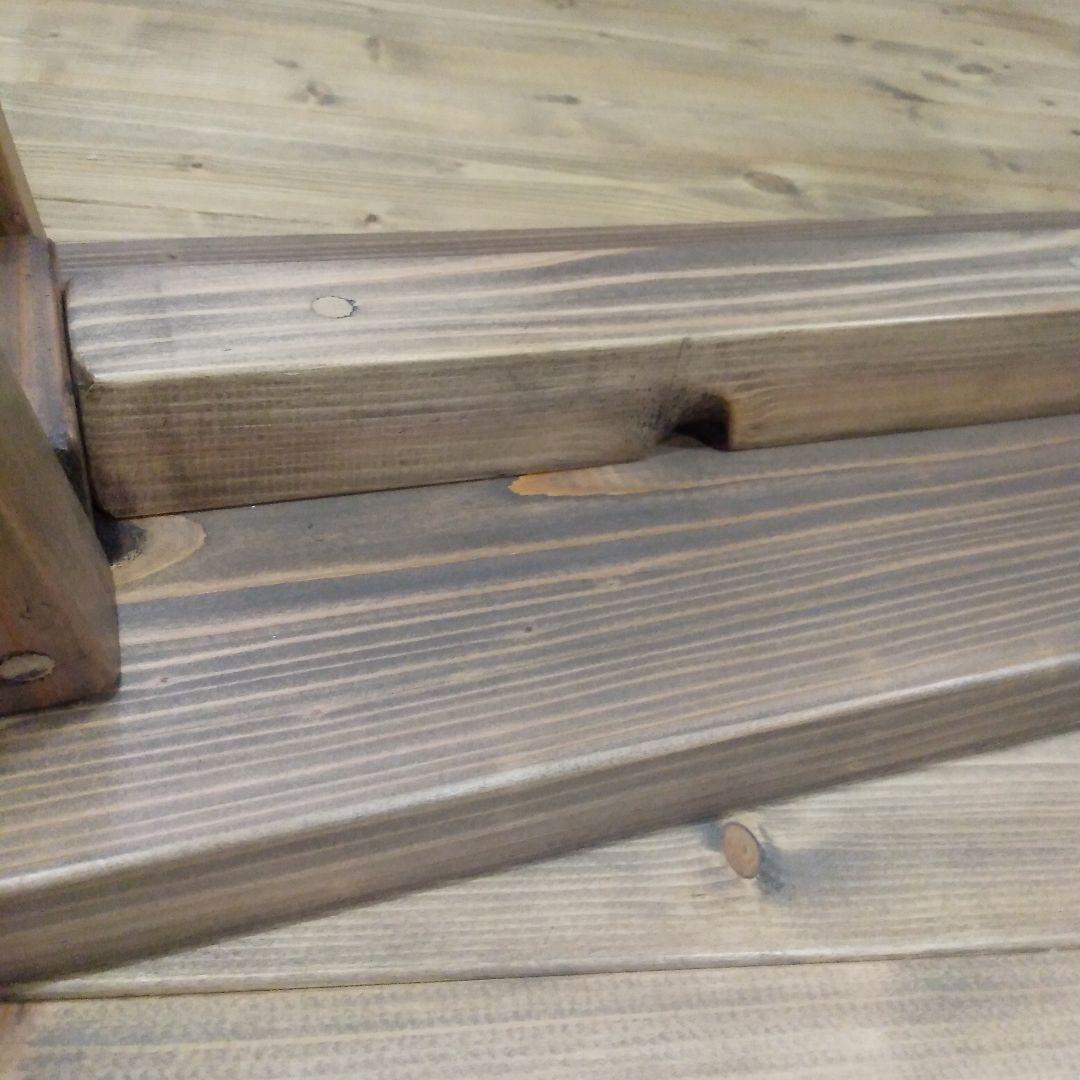 ※キズ有り　ハンドメイド木製ベンチ　幅100㎝　座面高45㎝　アンティークグレー