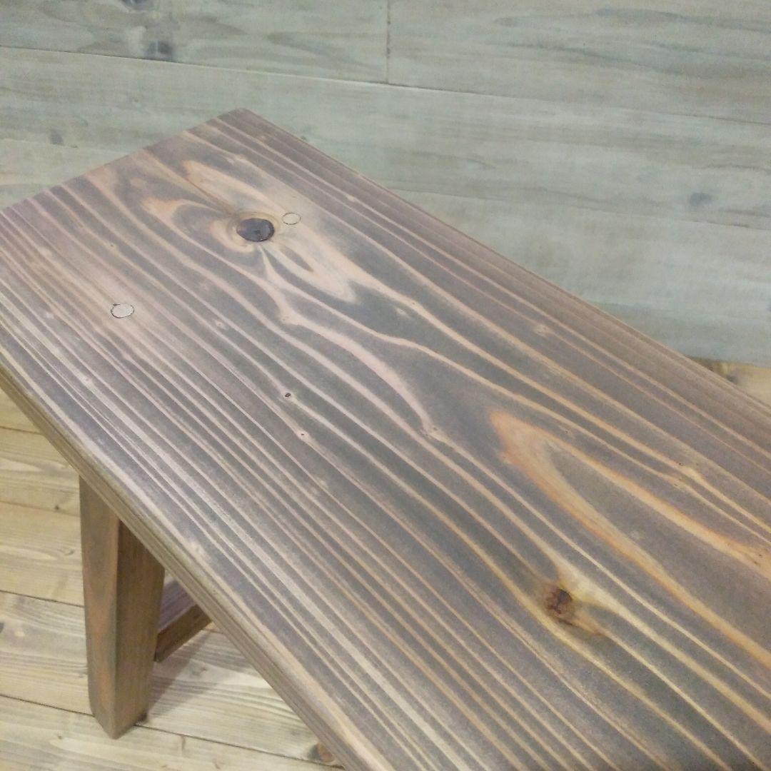 ※キズ有り　ハンドメイド木製ベンチ　幅100㎝　座面高45㎝　アンティークグレー