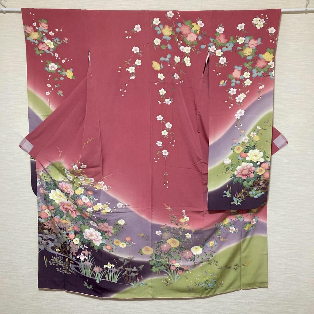KA1930 振袖 身丈166cm 正絹 着物 成人式 トールサイズ