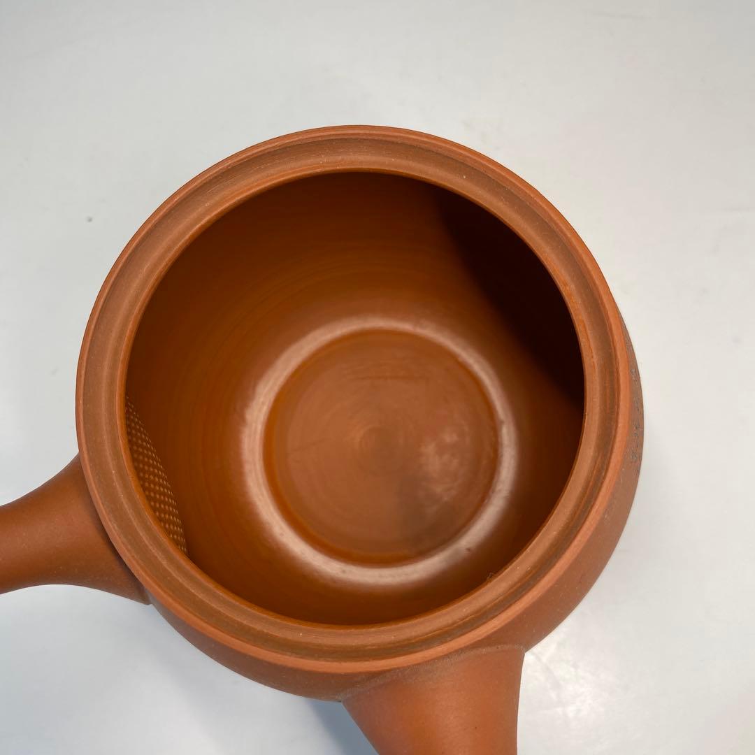 上村洋幸造　石龍朱泥丸型細字彫急須（紙箱）