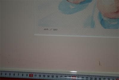 ★国仲真由美★綺麗なリトグラフ★『卓上の静物：ガラス花瓶の花束とりんご』です。★