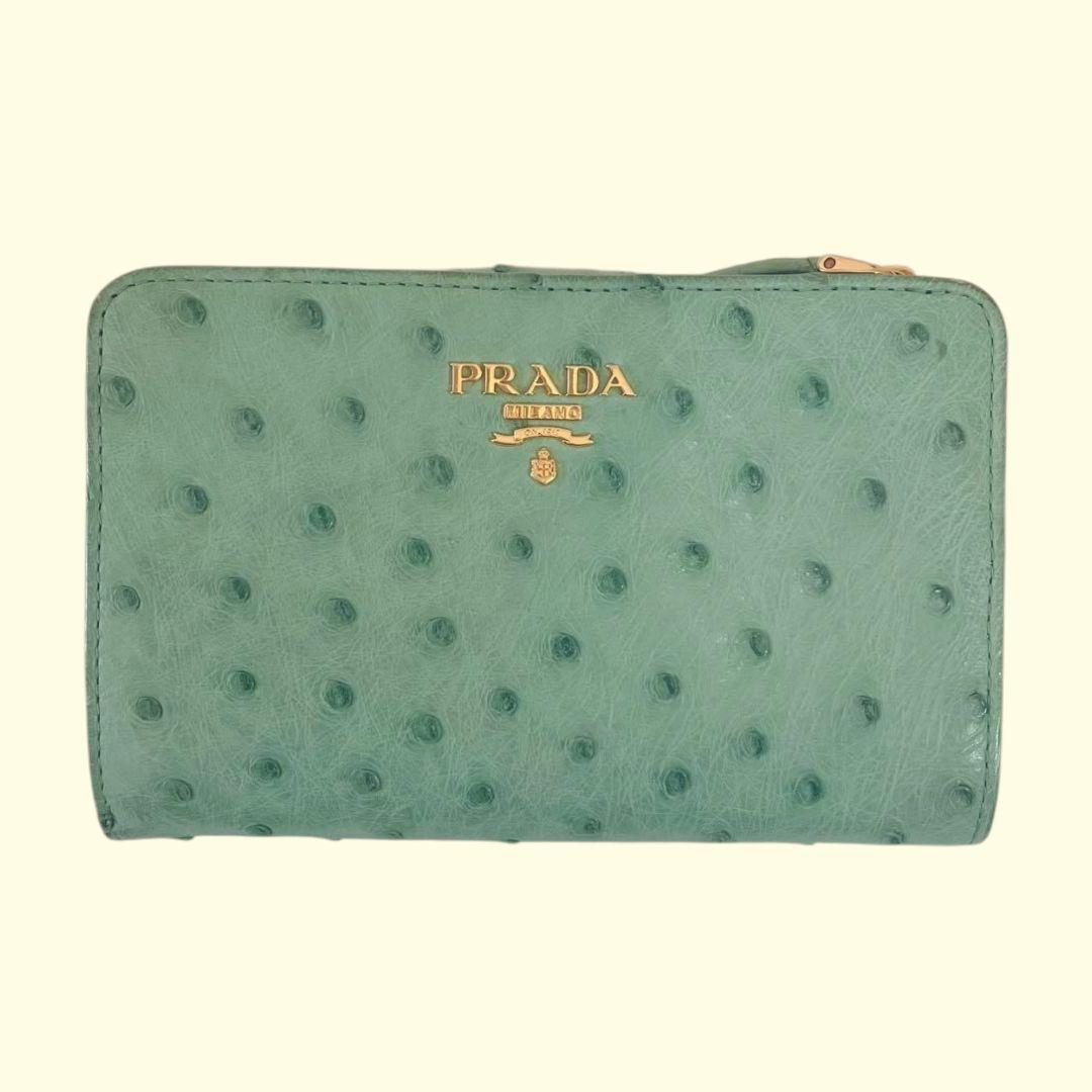 【kanmi✩.*˚】PRADA 二つ折り財布　オーストリッチ