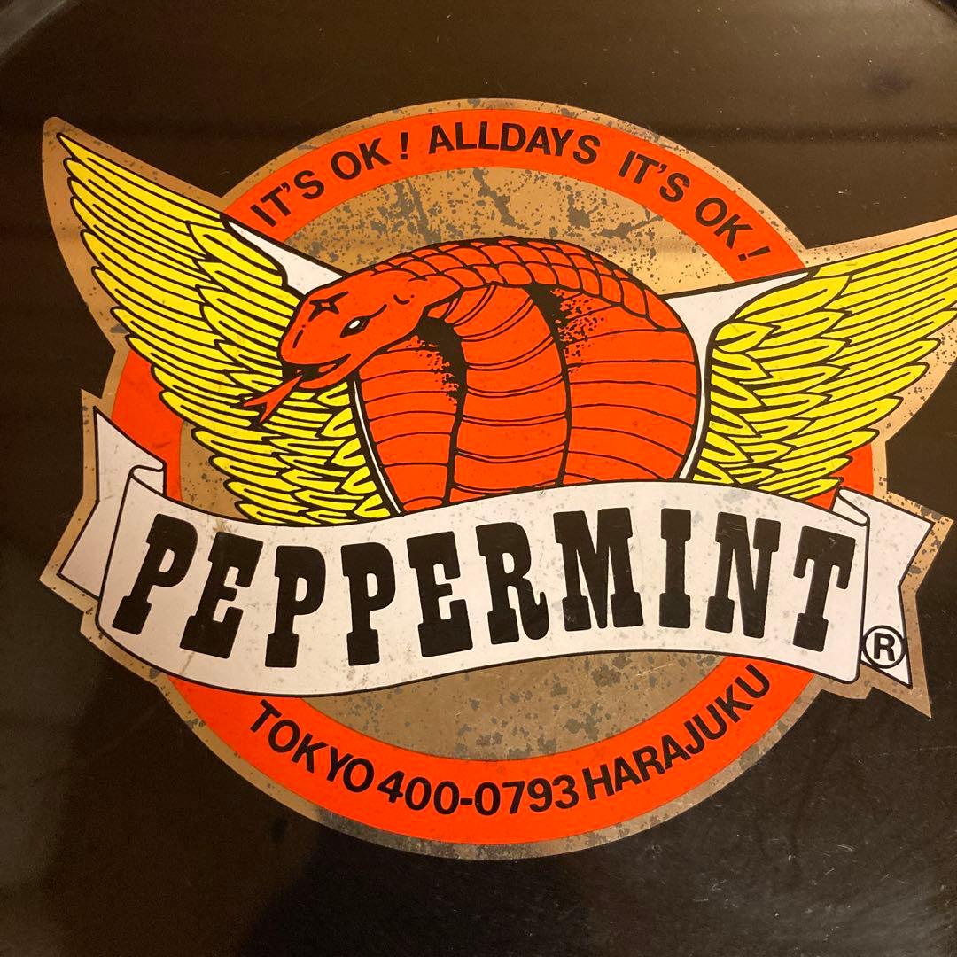 80年代当時物 PEPPERMINT 丸型ブリキトレー&灰皿セット ロカビリー