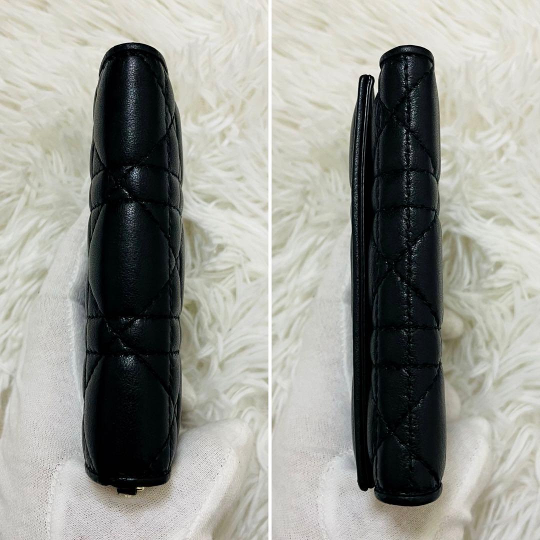 極美✨ディオール✨三つ折り財布 カナージュ ロータス キルティング 黒 現行