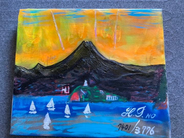 空飛ぶ画家の富士山曼荼羅の幻想絵画