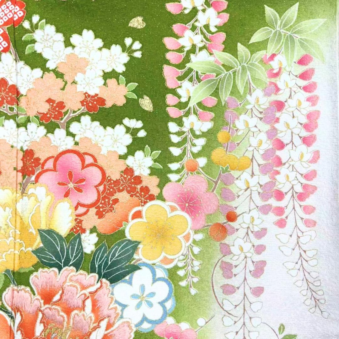 ≪早い者勝ち≫【美品】 振袖 正絹 古典柄 成人式 単品 抹茶色 S*19