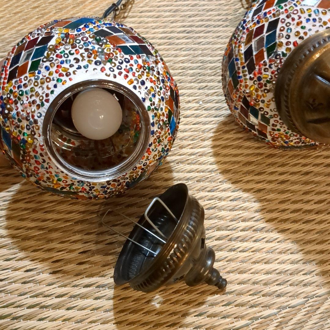 カラフルモザイク　5連トルコランプ　電球付き　引掛けシーリング