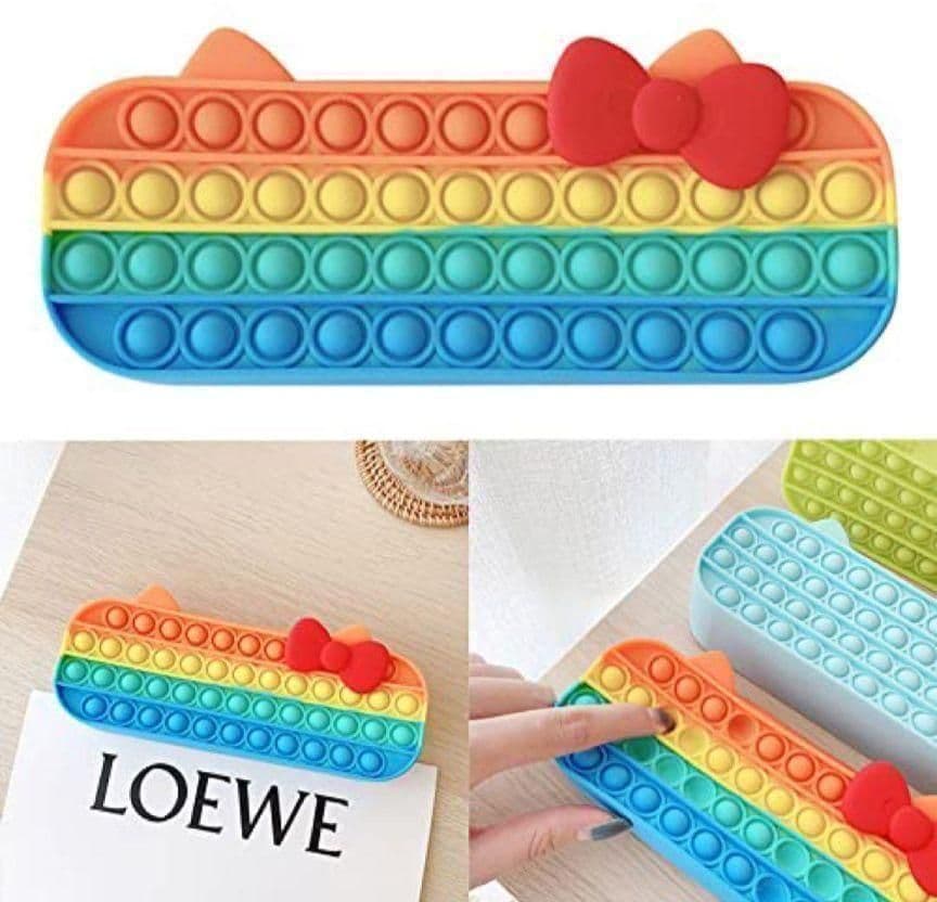 スクイーズ玩具　筆箱　カラフル　ペンケース　 ねこ　シリコン