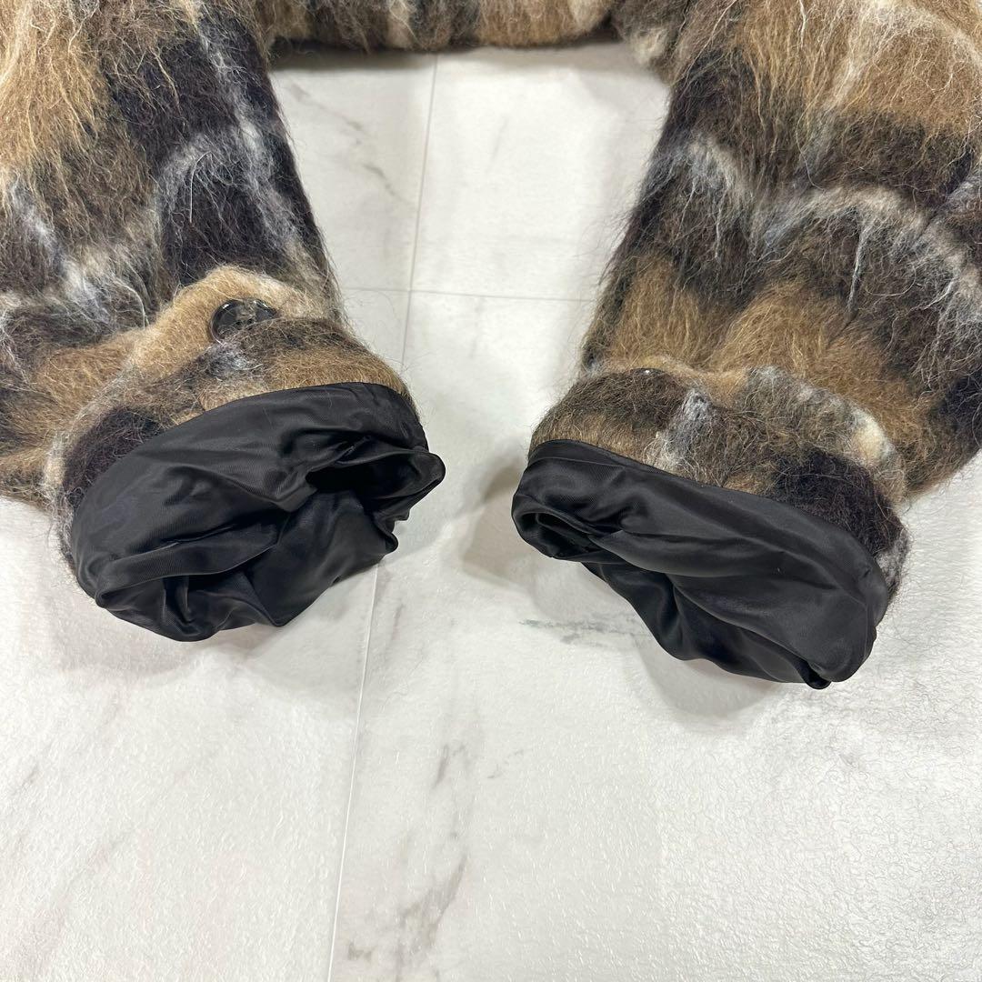 【美品】Curensology アルパカシャギー　チェックコート ブラウン