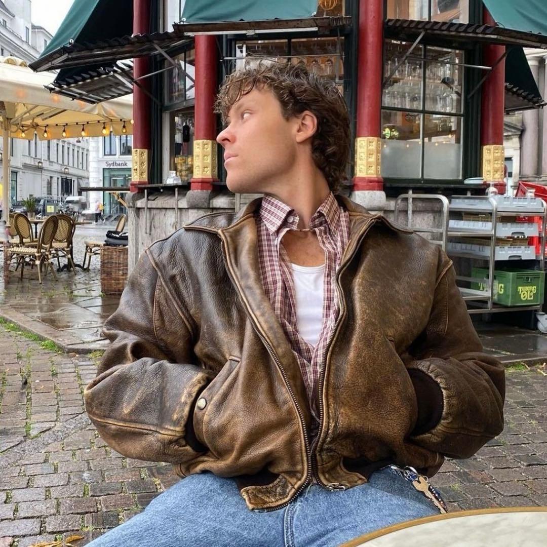 雰囲気抜群 短丈 90s レザージャケット 古着 vintage 本革 A2