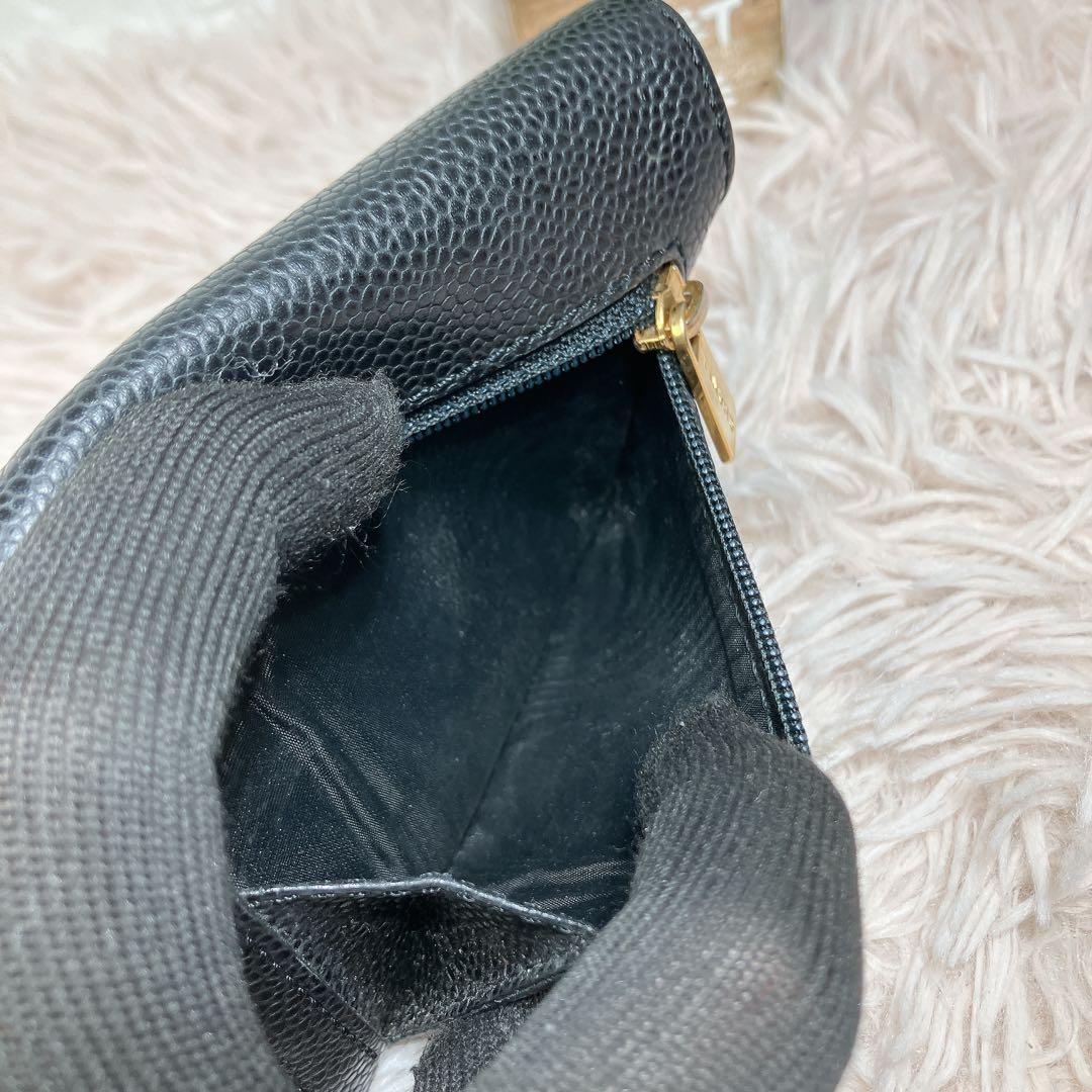 ！美品！ CHANEL キャビアスキン ココ マトラッセ 3つ折り 財布