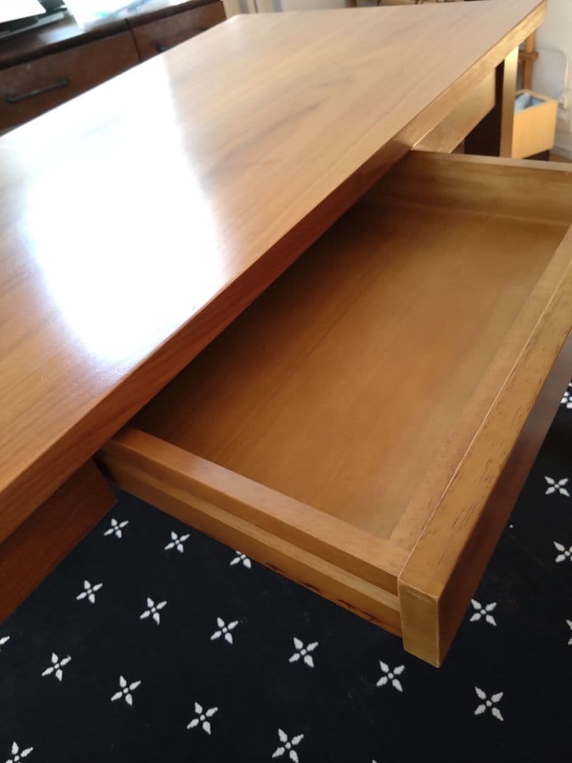 木製長方形デスク　学習机　勉強机　天然木　ウォルナット　茶色　ブラウン　おしゃれ