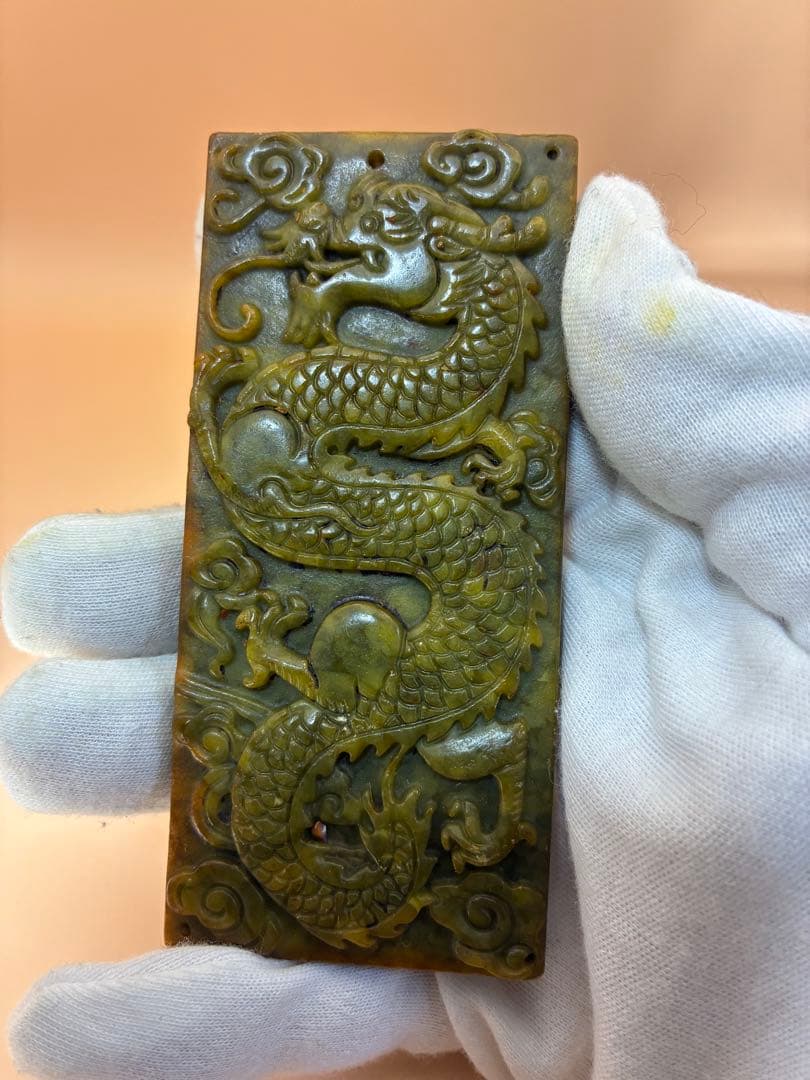 中国骨董 天然高古玉 天然玉石 龍鳳玉符文鎮高古玉 貴重 時代物文房具 希少レア