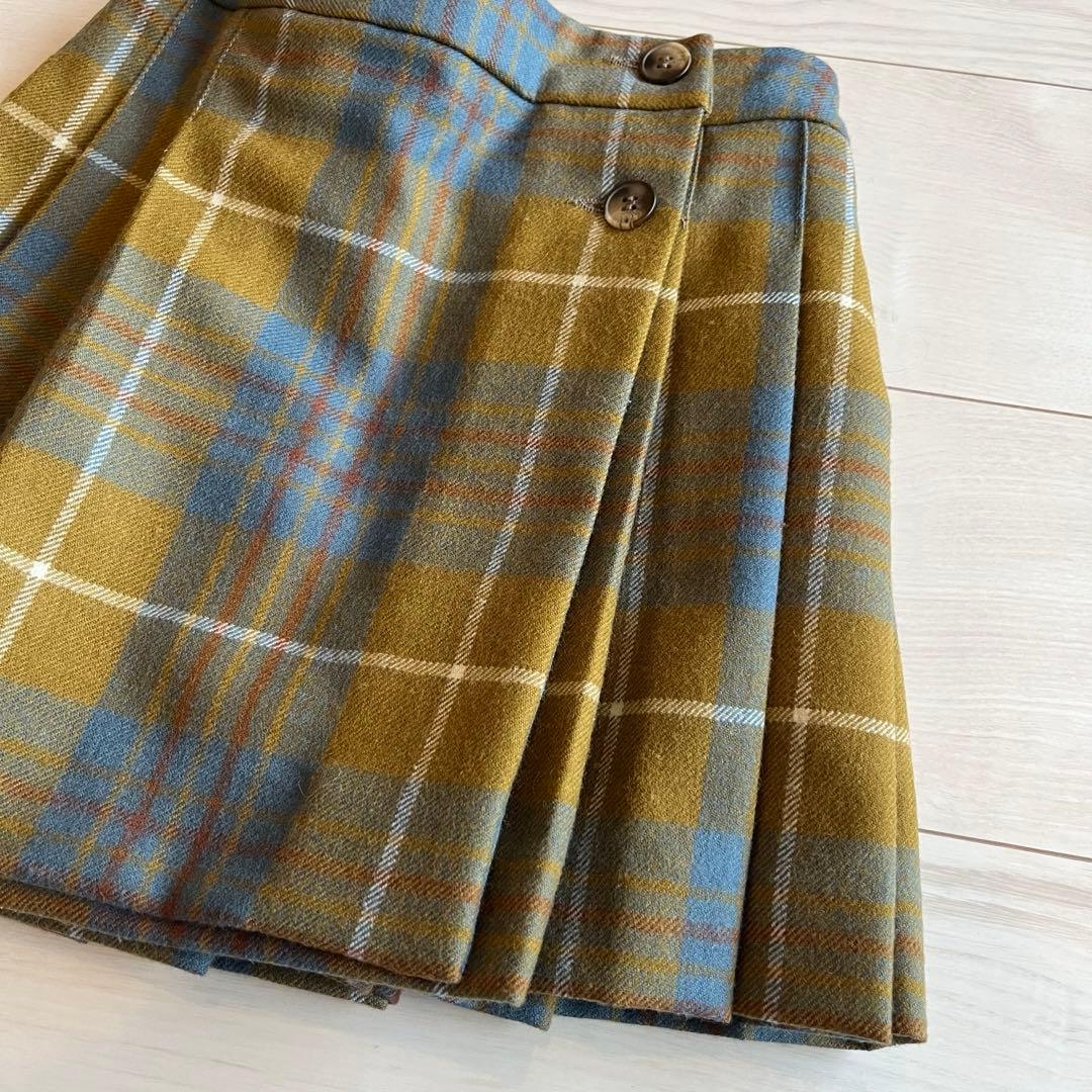 Bonpoint ボンポワン スカート 8a チェック柄 ラップスカート