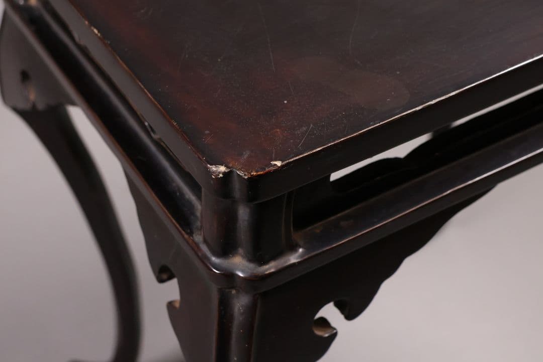 時代 木製 漆塗 春日卓 高34.8cm 高卓 花台 経机【MA823】