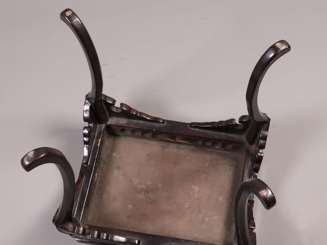 時代 木製 漆塗 春日卓 高34.8cm 高卓 花台 経机【MA823】