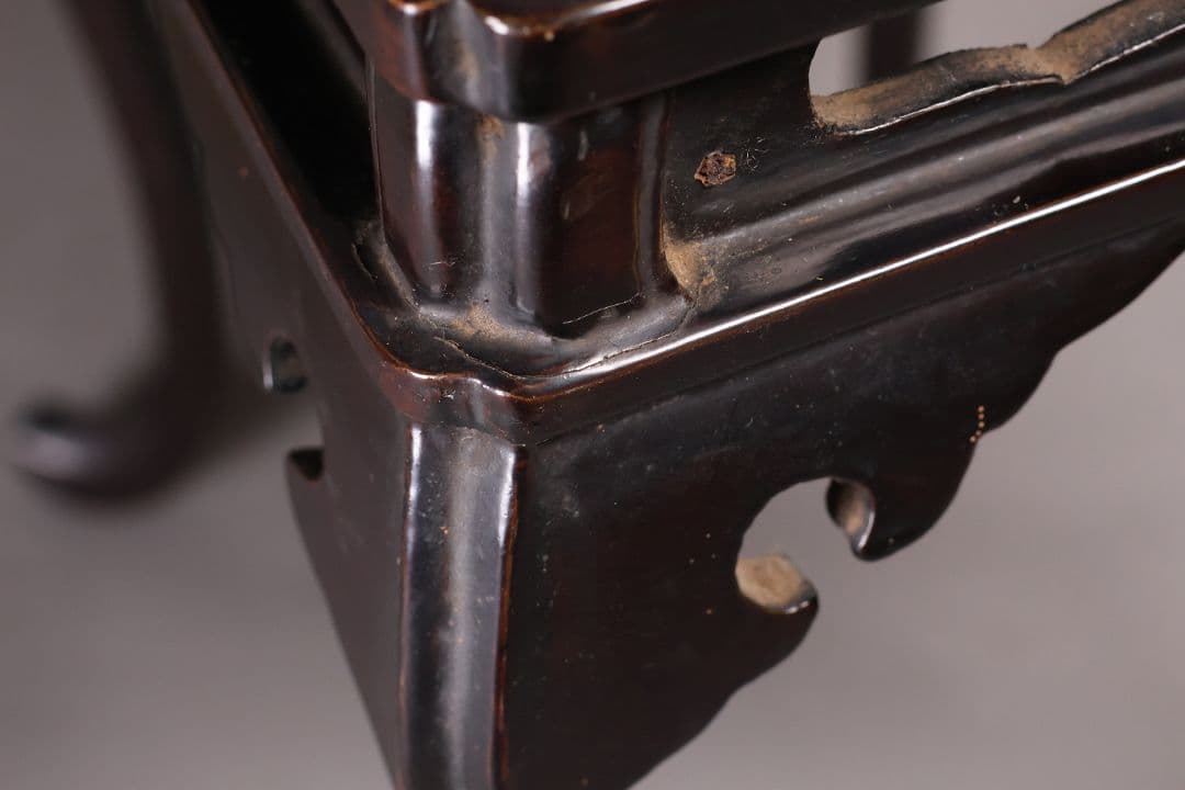 時代 木製 漆塗 春日卓 高34.8cm 高卓 花台 経机【MA823】