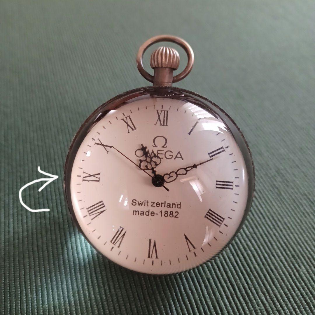 OMEGA オメガ 手巻き アンティーク 球体時計 クリスタル 置時計 稼動品