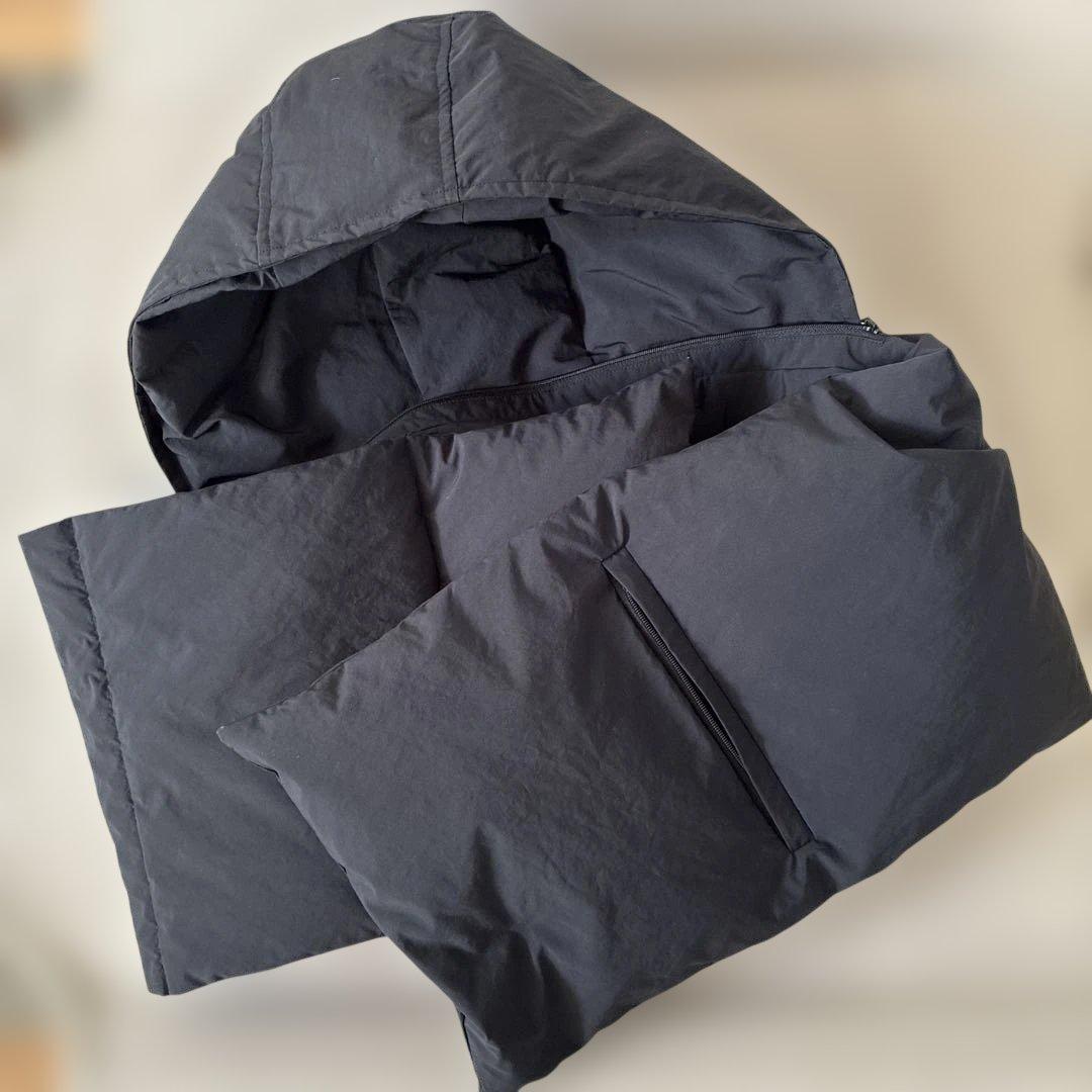 CALUX フード付きダウンマフラー 黒