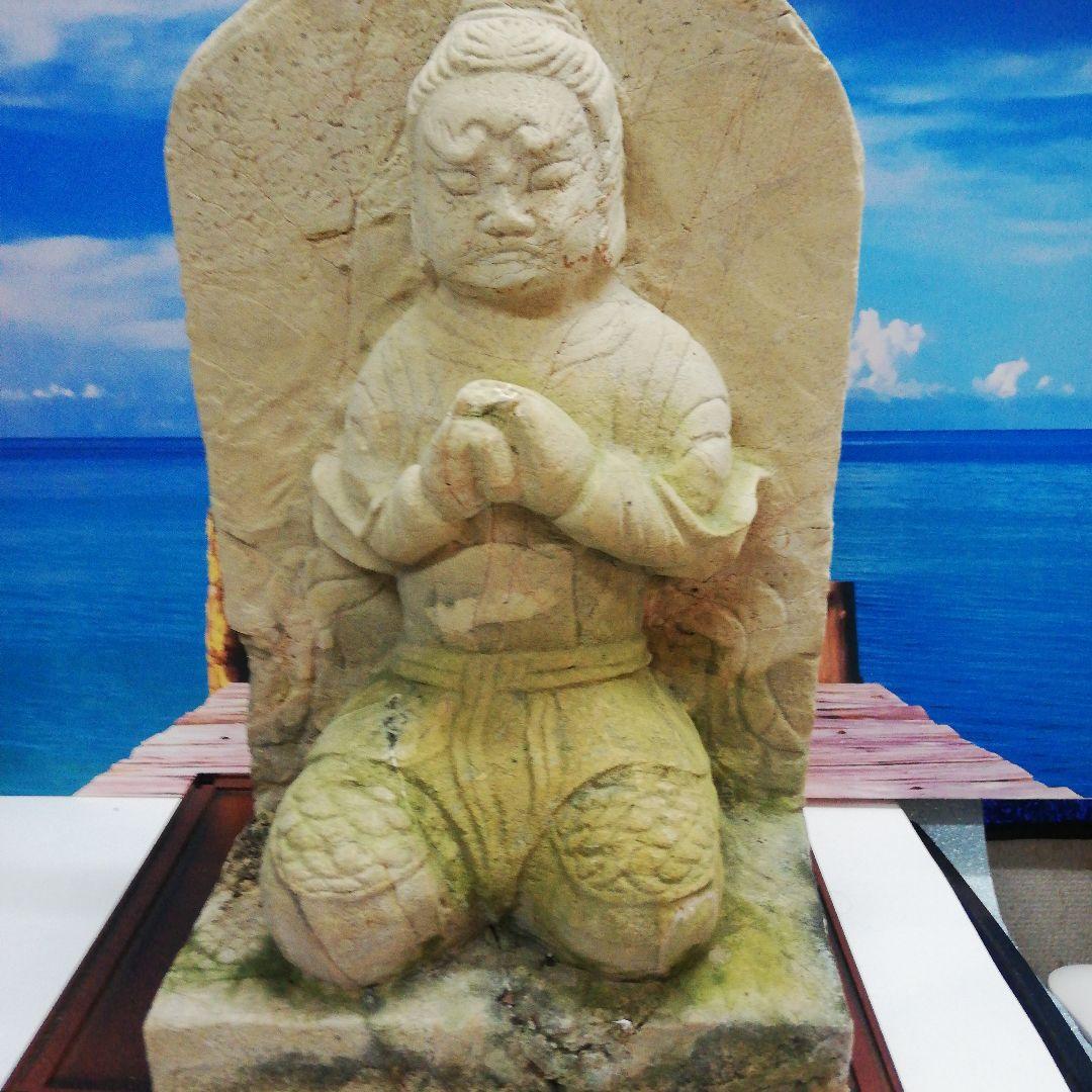 仏教美術石仏石灰岩高さ４６センチサイズ重量１０キログラム地域詳細不明オブジェ置物