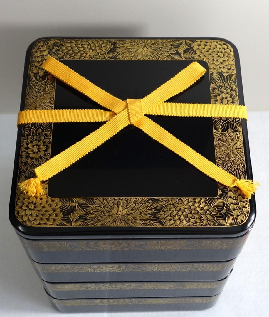 未使用 輪島塗 沈金 菊文様 菊帯 四段