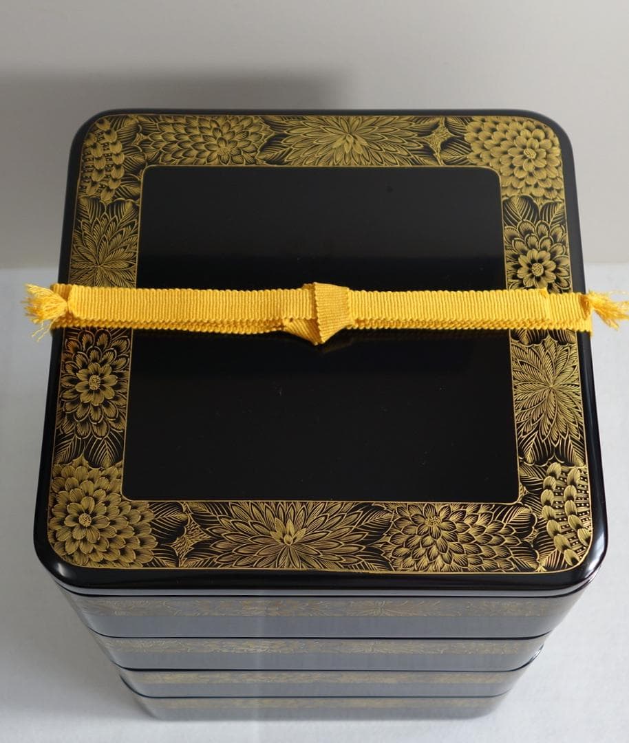 未使用 輪島塗 沈金 菊文様 菊帯 四段