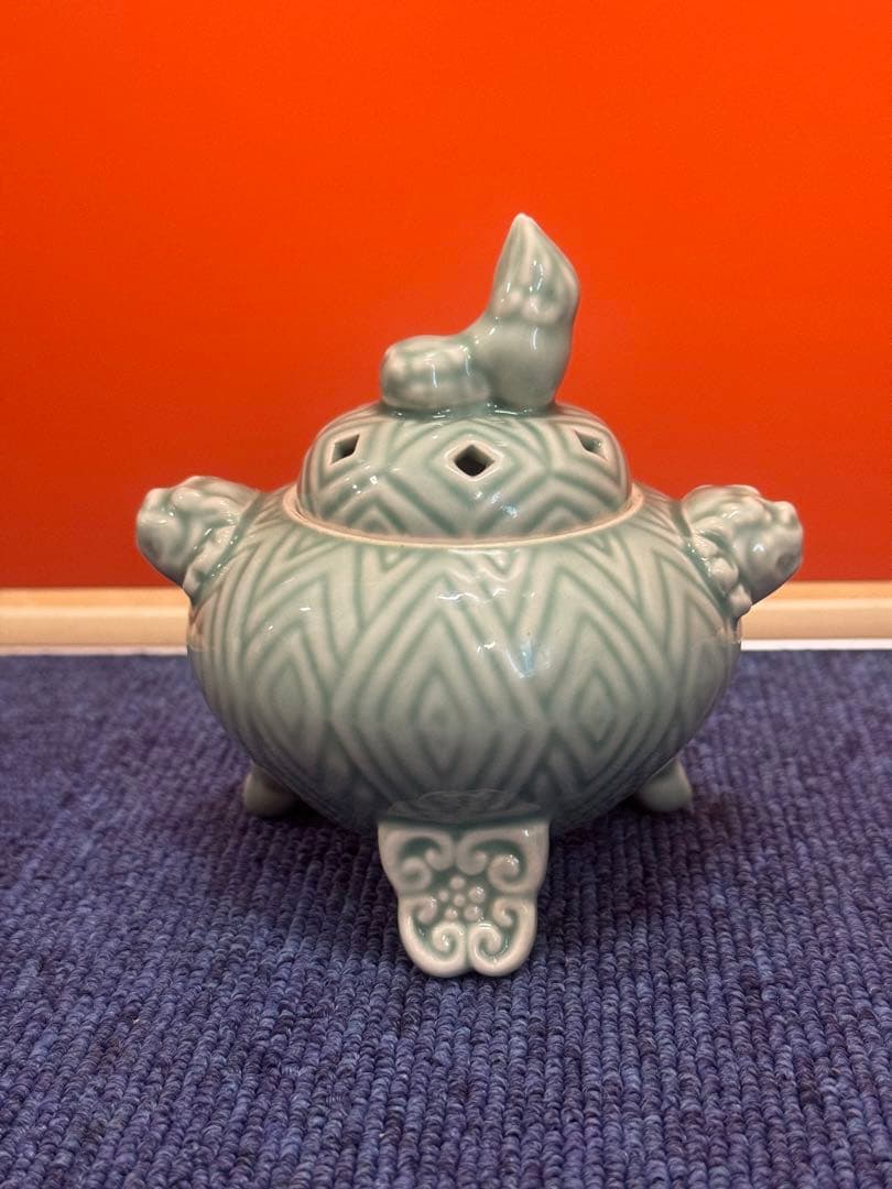 1661 清兵衞　青磁　獅子　香炉