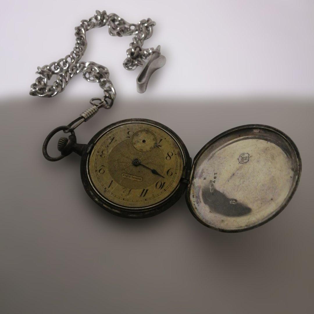 k*3様 懐中時計 アナログ表示 金属チェーン付きビンテージ
