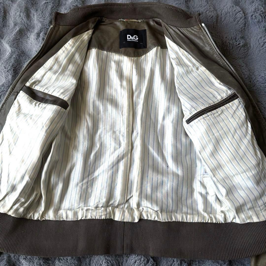 ライダー？号 さまD&G レザー シングルライダースジャケット オリーブ 48