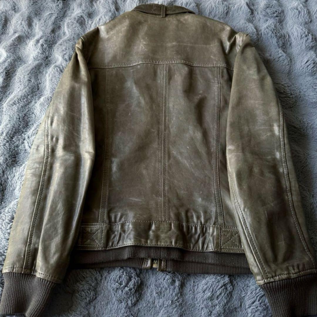 ライダー？号 さまD&G レザー シングルライダースジャケット オリーブ 48