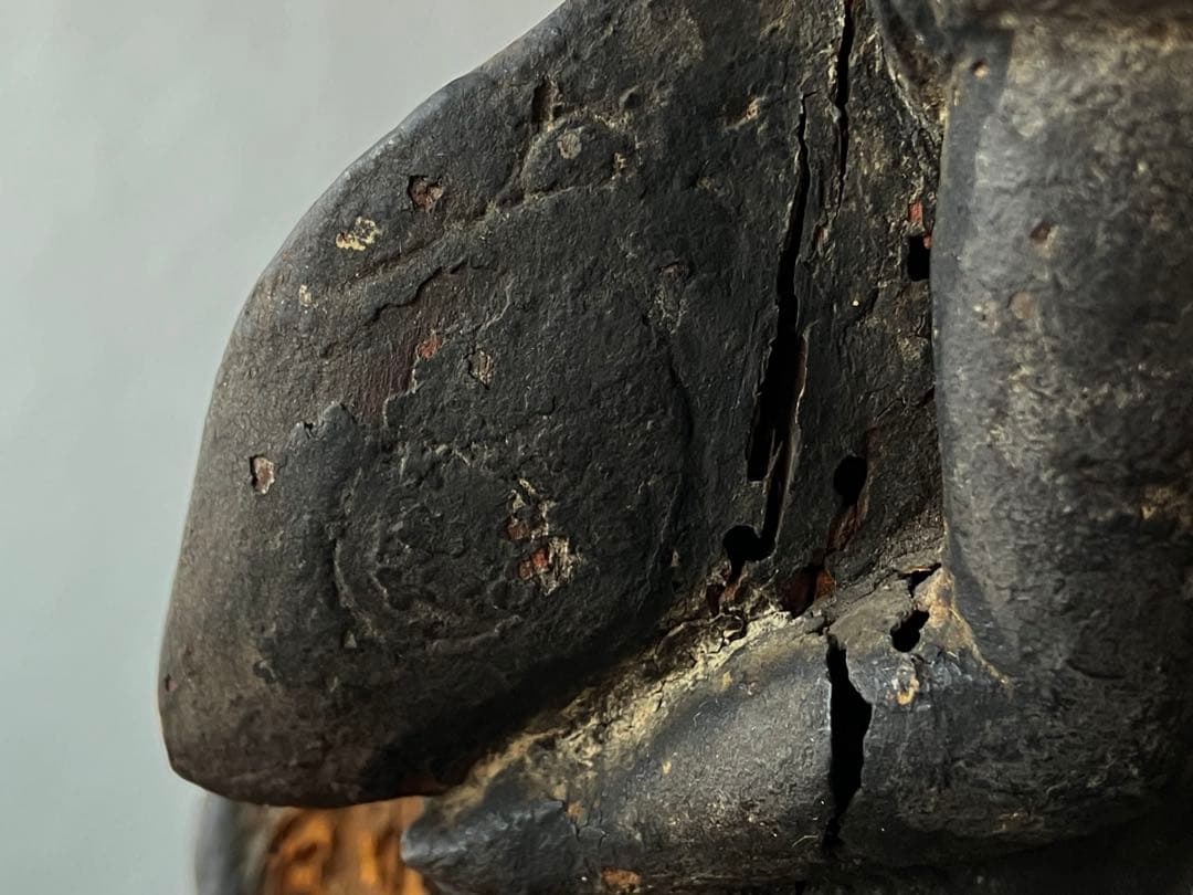 【黎明期の恵比寿木彫 室町時代頃】骨董七福神アンティーク仏像美術彫刻民藝妖怪古事