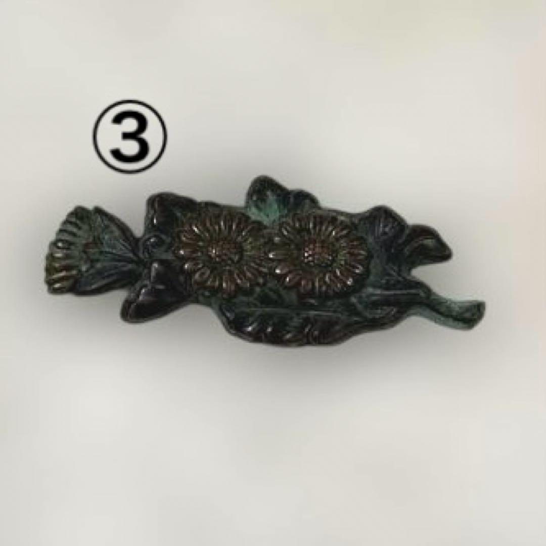 B-57 目貫　片目貫　3個セット　武具　刀装具　時代物　骨董品　美術品　工芸品