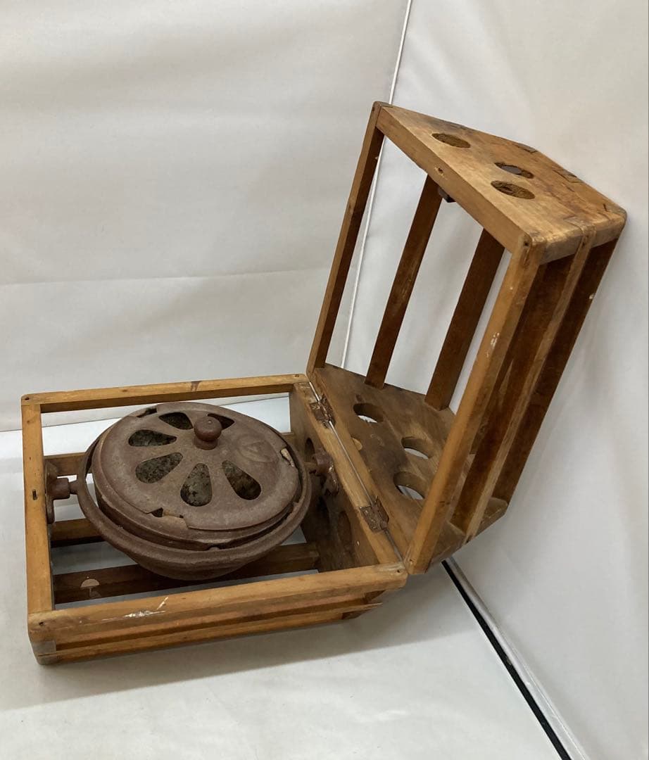 B315s 六角形回転安全炬燵　大正昭和レトロ　アンティック　中金具は鉄製