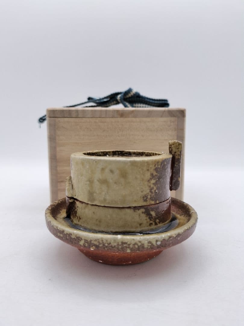c638 香合 信楽 碾臼 高橋楽斎 木箱 茶道具 古物