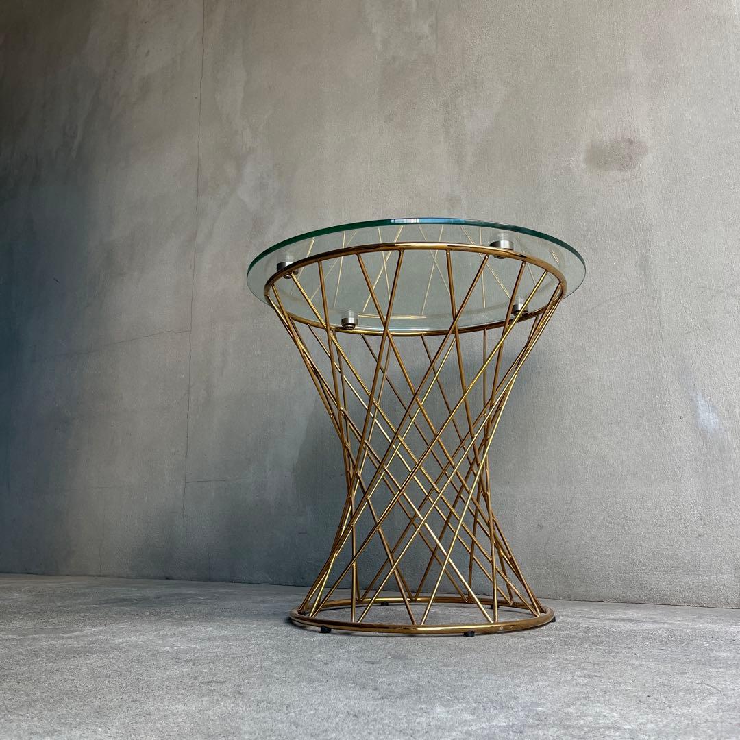 Francfranc フランフラン　マーリアサイドテーブル　クリア×ゴールド