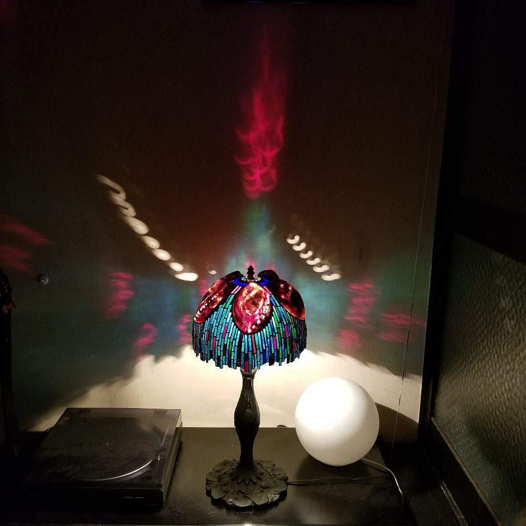 1970's　作家作品　モザイク　アバロンシェル　真鍮　スタンド　ステンドグラス