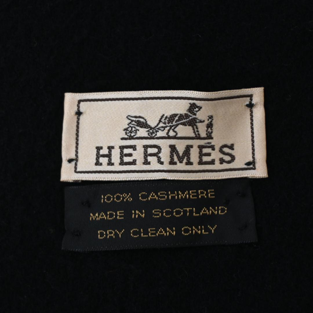 ■ □ 44906★年 HERMES エルメス マフラー ブラック カシミヤ